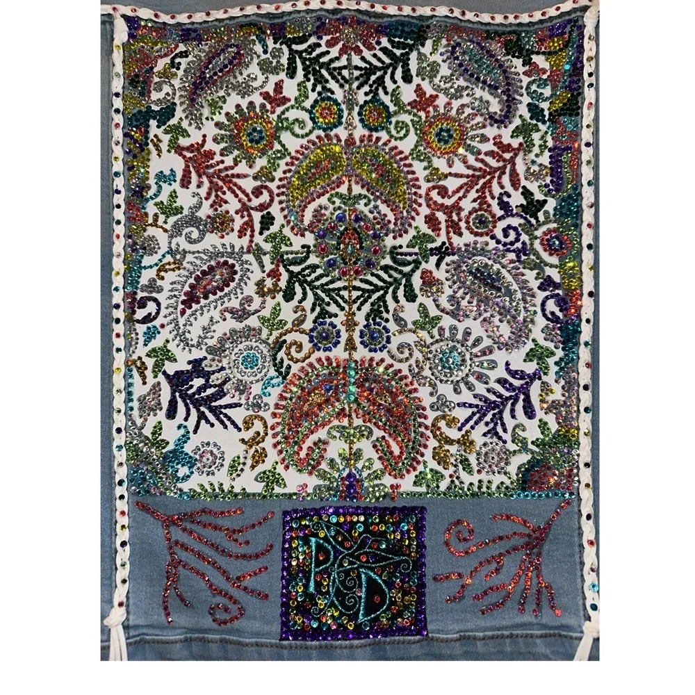 Paisley Crystal Embellished  Denim Jacket - Picture 3 of 9
